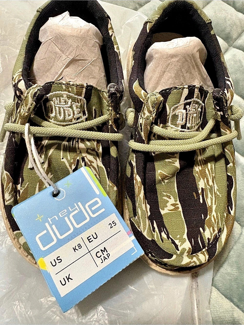 Hey Dude Wally Toddler Camouflage Tiger Stripe Camo Sneakers Boys US 8